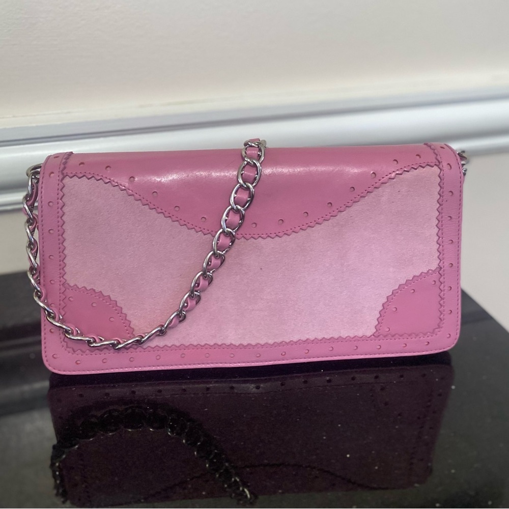 Nordstrom lavender / pink Leather & Suede Evening Bag